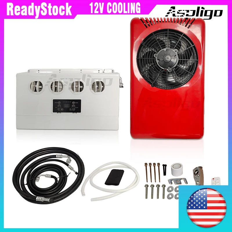 Aspligo 12V Cool Truck Split Air Conditioning Fast Cooling Parking Air Conditioner  for RV Caravan Motorhome Tractor Camper Van