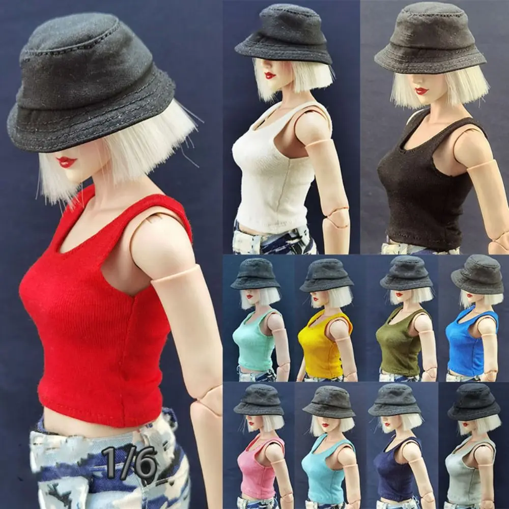 30cm Doll Round Neck T-shirt Male Casual Tank Bottom Female Sports Tops 1/6 Miniature Female Soldier Vest Clothing