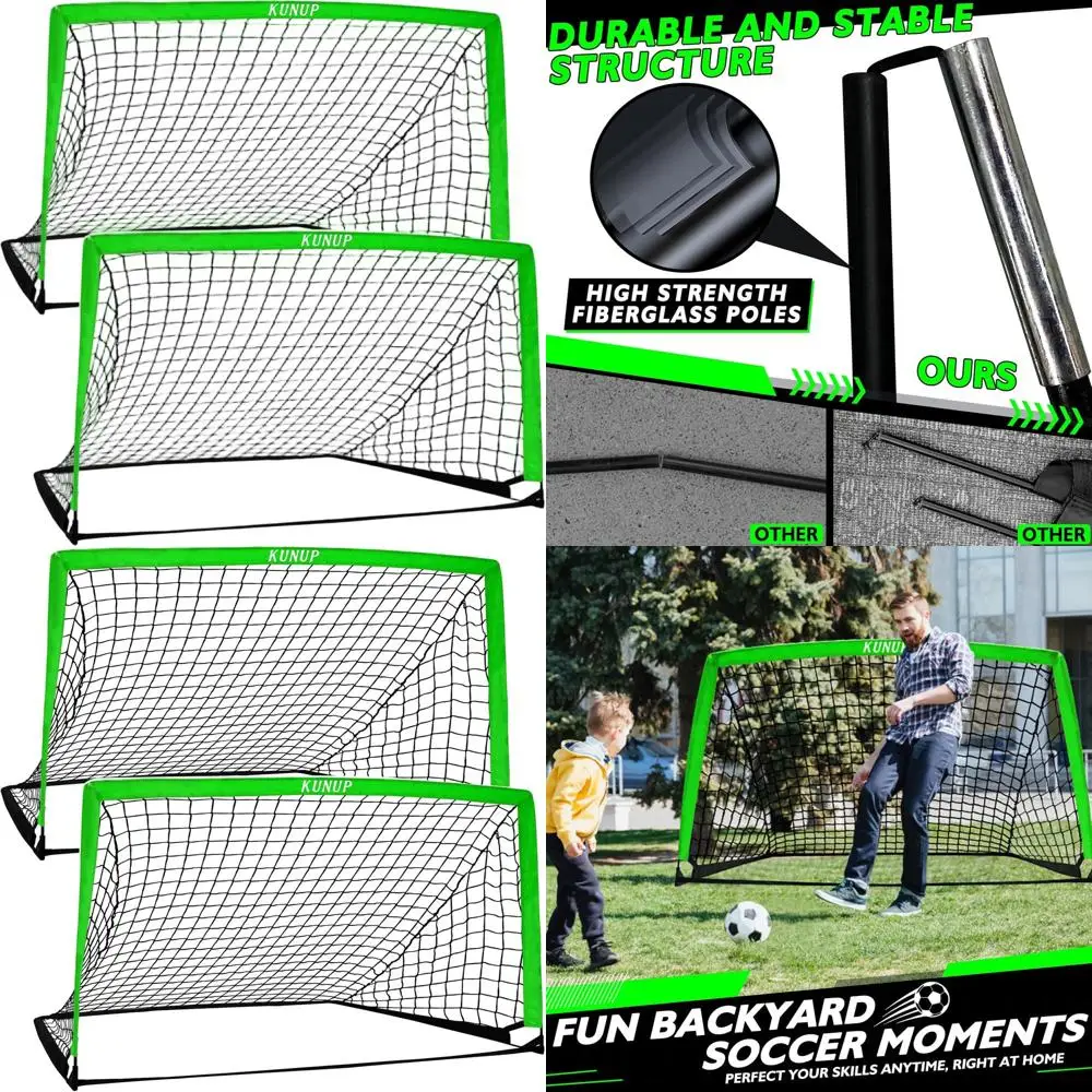 

Portable Kids Soccer Goals Set - 5x3 & 6x4 Sizes, Ideal for Practice and Backyard Play with Carrying Bag, Suitable for Toddlers