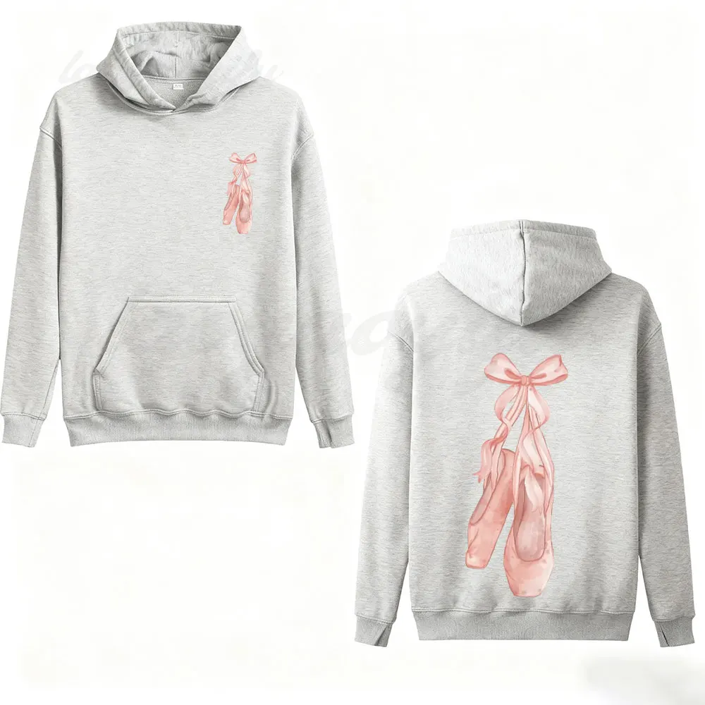 Coquette Ballerina Sweatshirt Ballet Pointe Shoes Pink Bow Girly Aesthetic Crewneck Dance Lover Gift Winter Clothes Women Tops