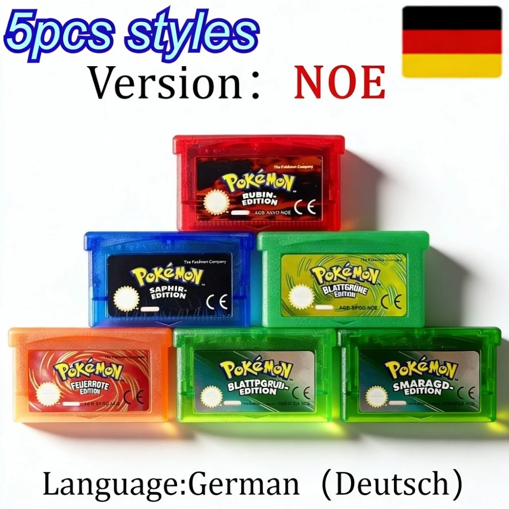 

Игровая карта NOE German для GBA NDSL NDS GBM SP, серия Pokemon, 32-битный видеоигровой картридж для GBA, высококачественная классическая аниме-игра