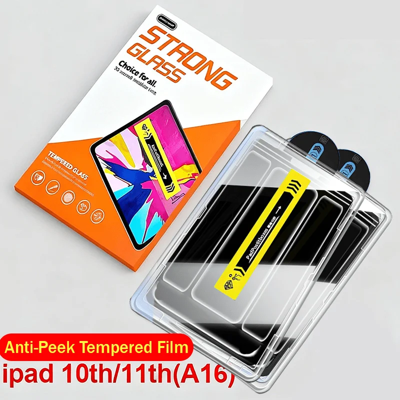

2Pcs for ipad 10th/11th(A16),Air 11 2025 M3/11 2024 (M2) Privacy Tempered Film with One-click Film Applicator, Full Coverage