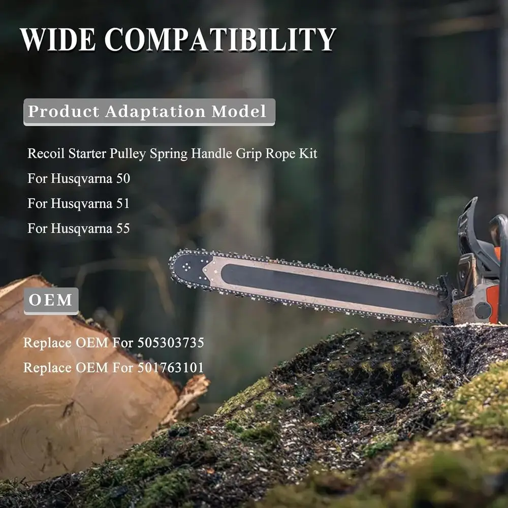 Husqvarna 50-55 Rancher بادئ حركة ارتدادي مقبض بكرة الربيع ومجموعة الحبل #3