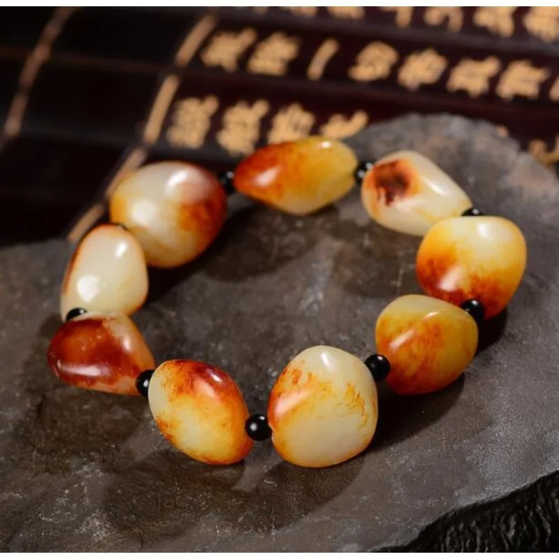 سوار اليشم الأبيض الطبيعي الجديد، سوار مادة البذور الذكور والإناث #2