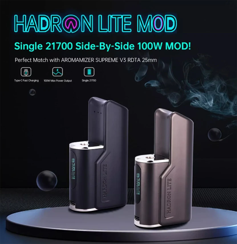 Original Steam Crave Hadron Lite SBS 100W TC Box Mod Fit for Supreme V3 RDTA Electronic Cigarette Vape External 21700/18650 Box