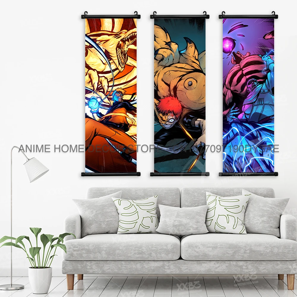 Pósteres de Uzumaki Naruto, decoración del hogar de Sasuke, pintura colgante de Uchiha Madara, imagen de rollos de poder de chico, arte de pared de