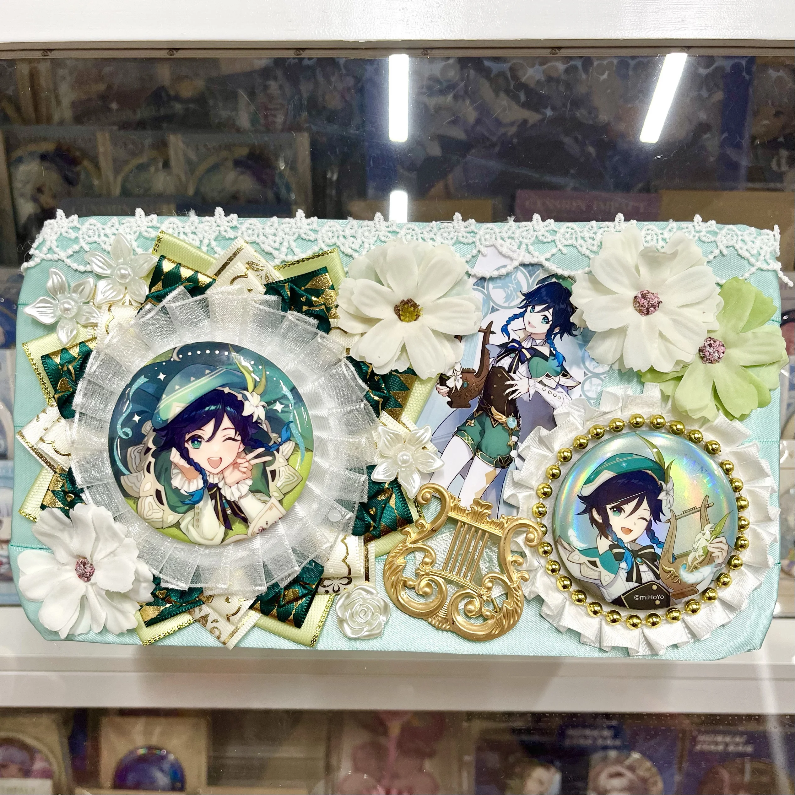 Genshin impacto venti anime dor saco pré feito crossbody saco para meninas com titular do crachá placa bonito alça de ombro cosplay presente