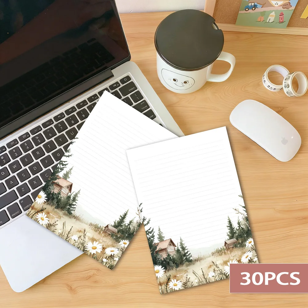 30 sheets, B5 Vintage Nature writing paper, lined, no glue,very suitable for notebooks, memos, and stickers