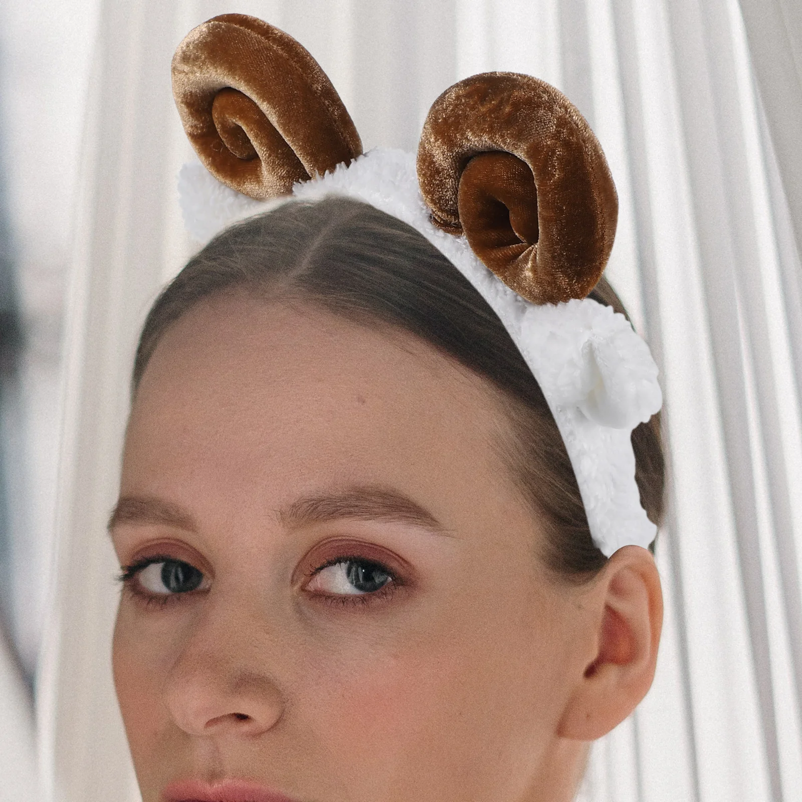 

Sheep Ears Headband Cute Animal Horn Hair Hoop One Size Fits Most Elastic Design Keeps Hair Makeup Facial Mask Spa Bath