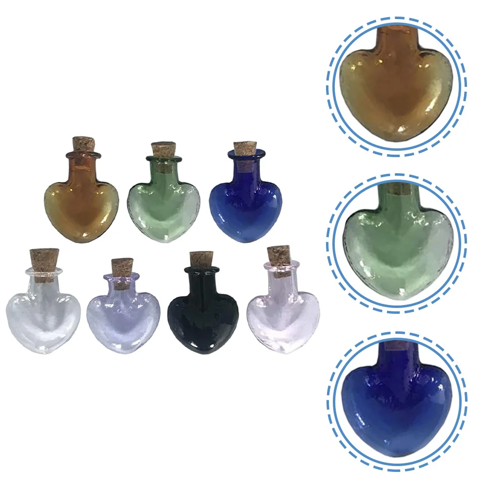 

7pcs Heart Shaped Glass Bottle Pendant Mini Jars With Cork For Honeymoon Wedding Favors Romantic Gift Sand Jar Clear Tiny