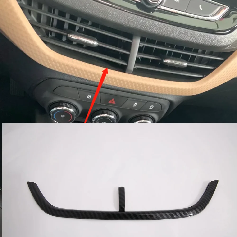 Kit de carrocería de coche, accesorios mejorados, patrón de fibra de carbono, cubierta de salida de ventilación del aire acondicionado de CA media para Chevrolet ONIX 2021