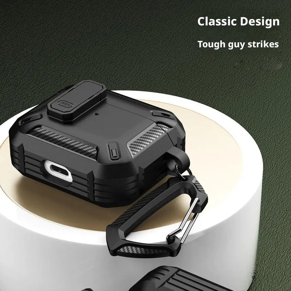 AirPods Pro3 装甲保護カバー オールインクルーシブの傷防止、落下防止ケース、イヤホン保護用のクライミングバックル付き