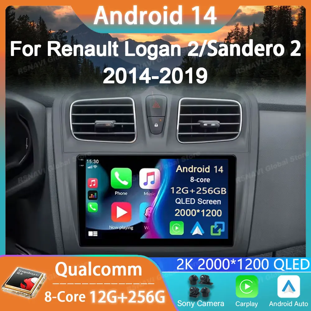 

Car Radio Android 14 For Renault Logan 2 Sandero 2 2012 - 2019 Multimedia Player GPS Stereo Auto BT Head Unit Carplay Navigation