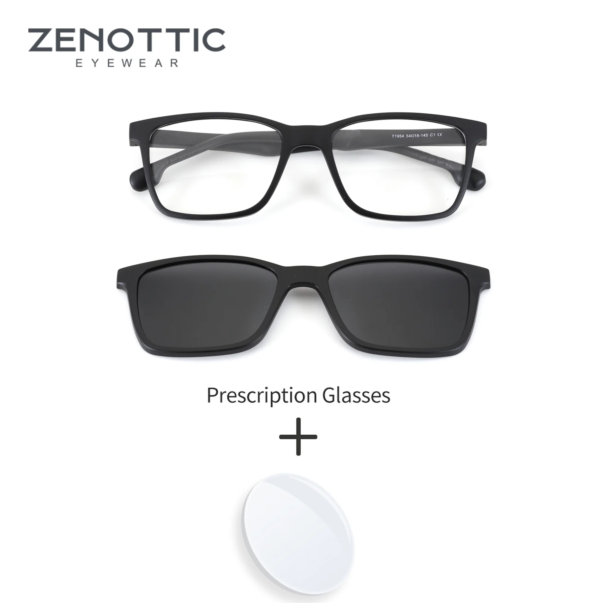 ZENOTTIC L Size Clip On Square TR90 For Men Prescription Eyewear Progressive Lenses Blue Light Filter Reading Time Glasses