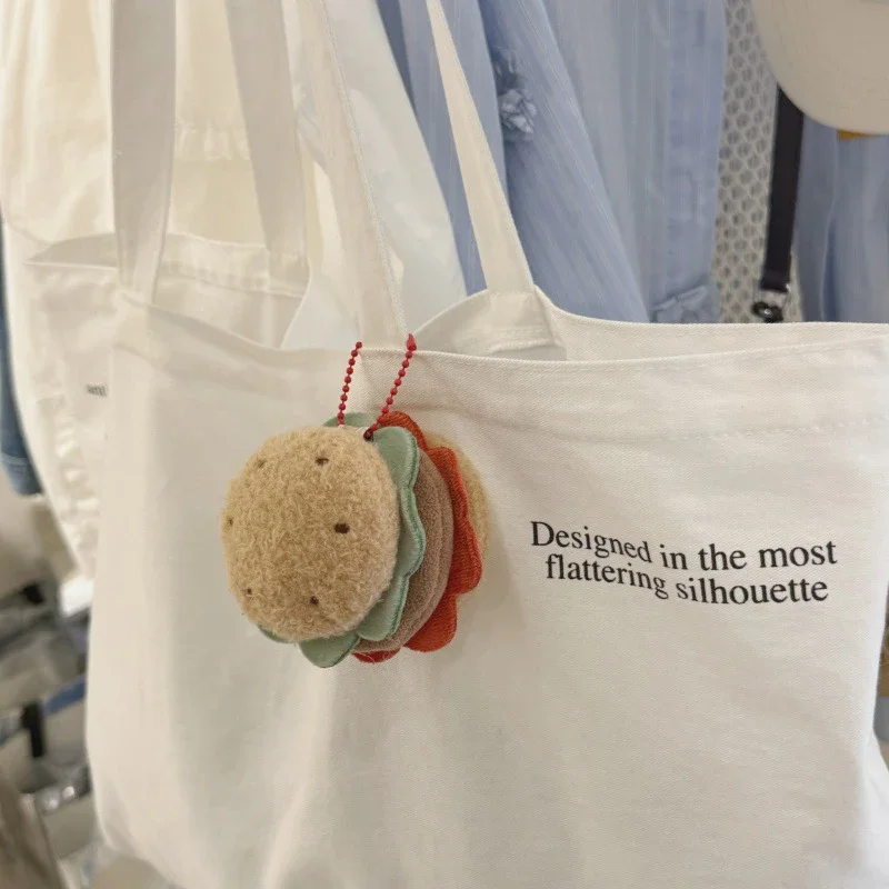 Cartoon Hamburger Cake Sandwich Keychain Simulated Food Doll Keyring Bag Pendant Backpack Hanging Decoration Key Holder