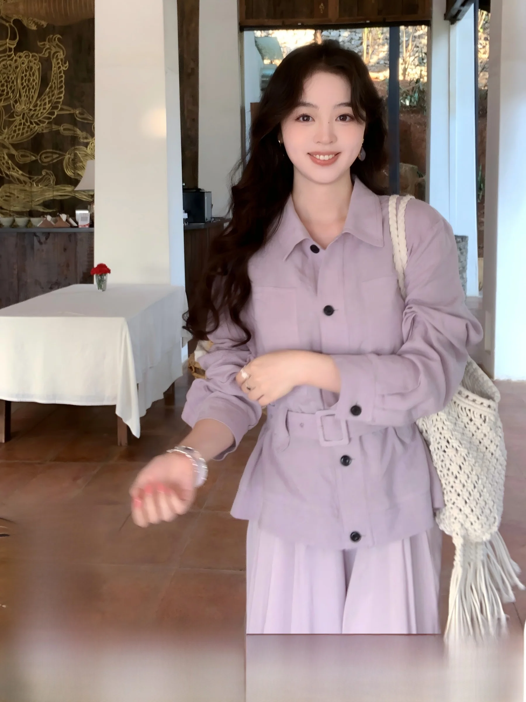 

SYT Pure Color Retro Commuter Style Shirt with Pocket Long Sleeve Linen Rayon Blend Women's Breathable Comfortable Casual Top