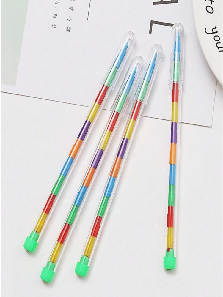 10 Stackable 11-Color Colored Pencils, Student Drawing Crayons and Pencils, Student Stationery, Stackable Colred Pencils, Back t