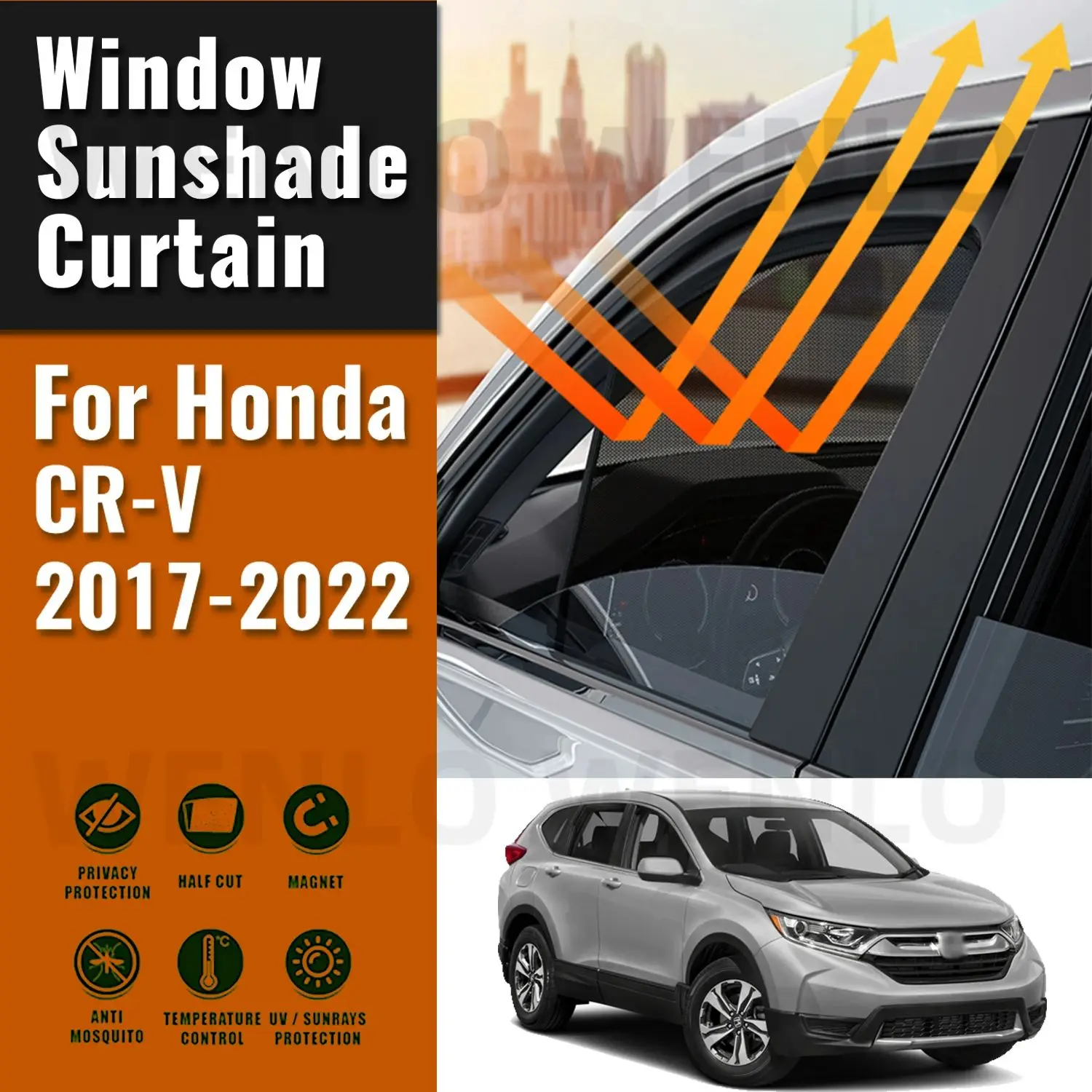 

For Honda CRV CR-V 7seats 2022 2021 2020-2017 Magnetic Car Sunshade Front Windshield Frame Curtain Rear Side Window Sun Shades