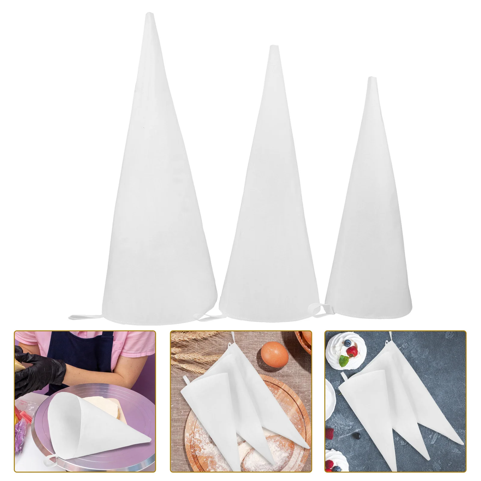 

3Pcs Cake Piping Bags Thickened Cotton Cloth Pastry Bags for Frosting Icing Decorating Cupcake Baking Accessories