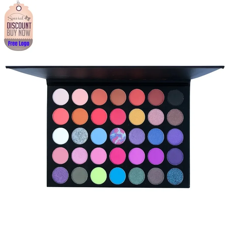 

35 Colors Colorful Matte High Pigment Eyeshadow Palette Private Label Shimmer Pearl Eye Shadow Pallete Custom Logo