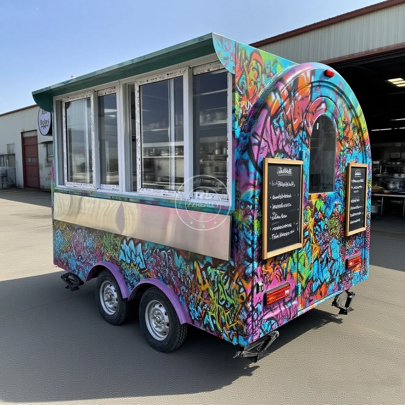 

Food Trailer Mobile Food Cart Caravan Food Truck Hamburger Shape Mobile Business Factory Customized Car Restaurant