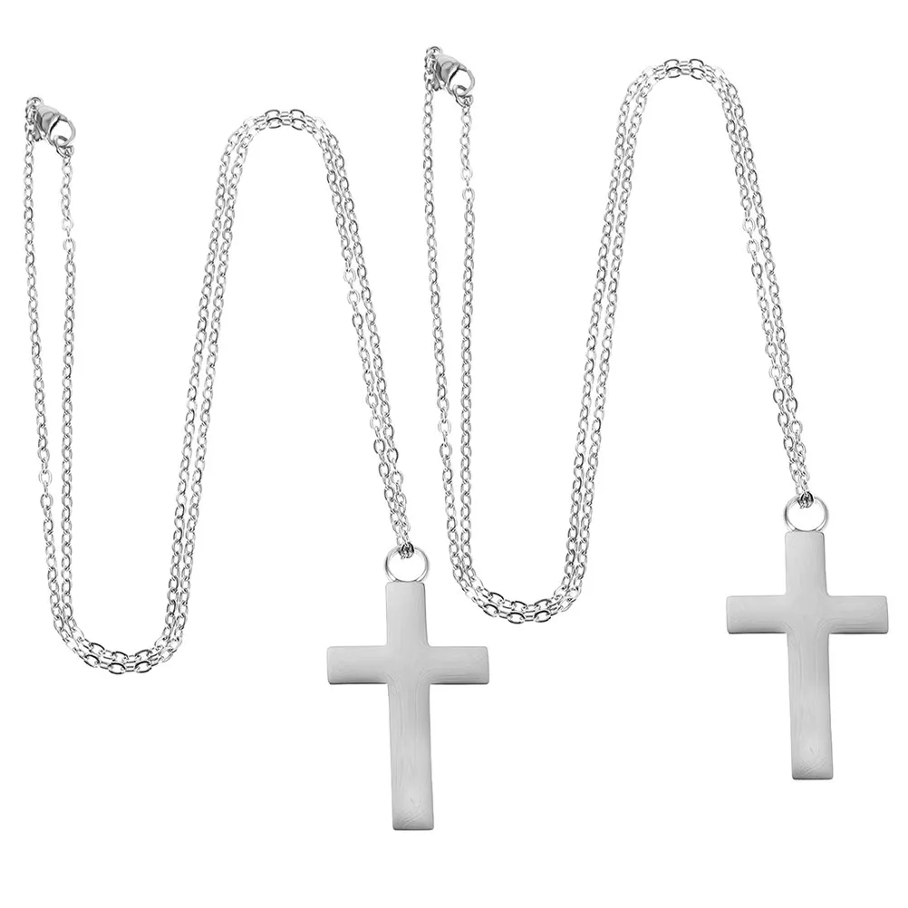 

2Pcs Cross Cremation Necklace Stainless Steel Keepsake Urn Pendant Memorial Jewelry Ashes Holder Pendant for Human Pet Ashes