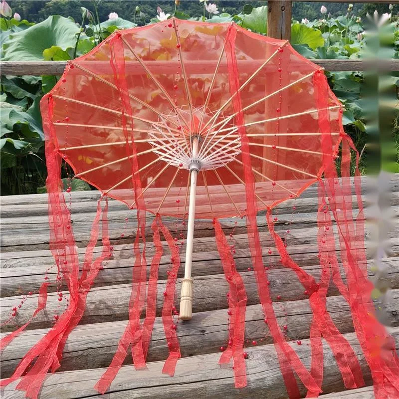 Photos Of Hanfu Fairy Decorative Umbrella Cos Props Ancient Wind Streamer Umbrella Ancient Transparent Ancient Umbrella Parasol