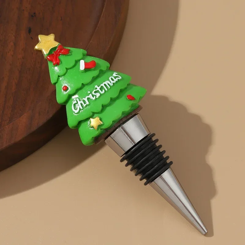 1pc Wine Bottle Stopper Decorative Christmas Tree Stopper Christmas Party Gift Bar Bottle Sealed Fresh Keeping Champagne Stopper