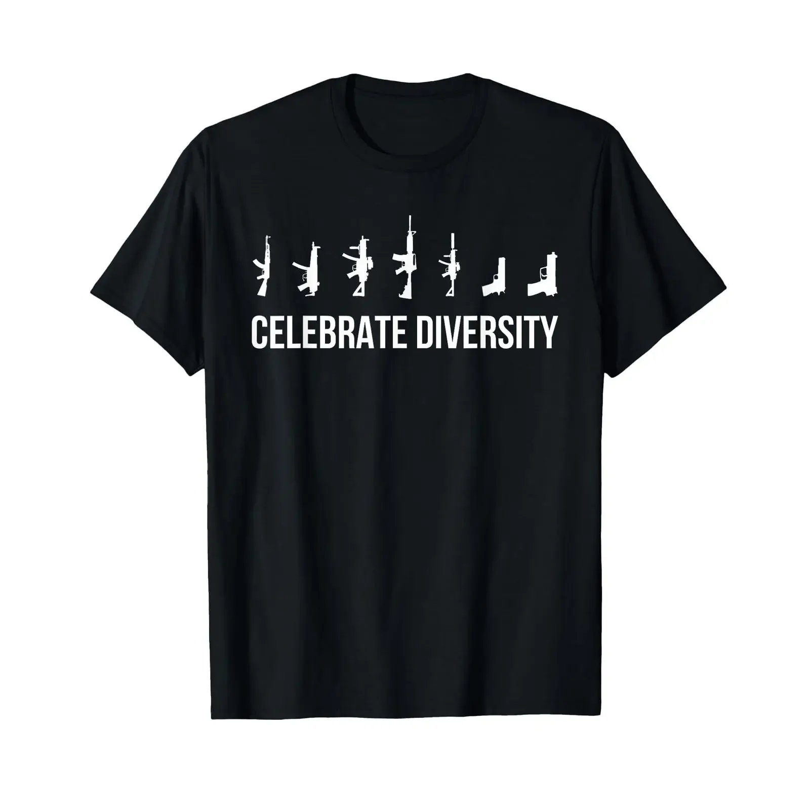 Gun T Shirt Celebrate Diversity Owner Men's Black Classic Fit  Crew Neck Small vintage Washed Stylish Versatile Soft Casual