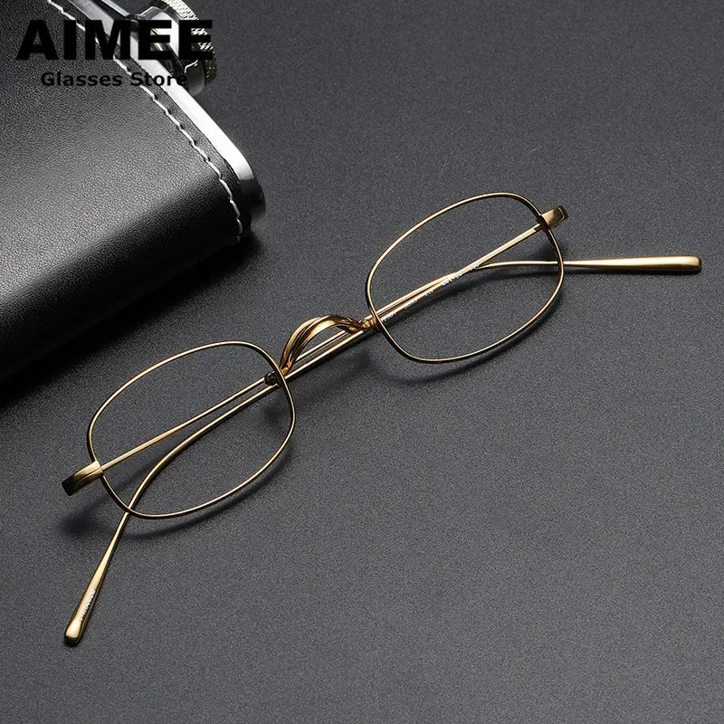 Small Square Pure Titanium Glasses Frame Men Women Spectacle Frames Ultra-light Eyeglasses Japanese Handmade Blue Light Eyewear