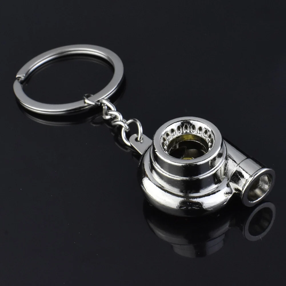 Mini Metal Turbo Turbocharger Keychain Cool Car Spinning Turbine Pendant Keyring For Women Men Key Decoration Accessories Gifts