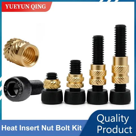3D 프린터용 황동 히트 인서트 너트 나사 세트, M2 M2.5 M3 M4 M5 M6, 12.9 등급 DIN912 육각 소켓 볼트, 핫멜트 스레드 인서트 키트