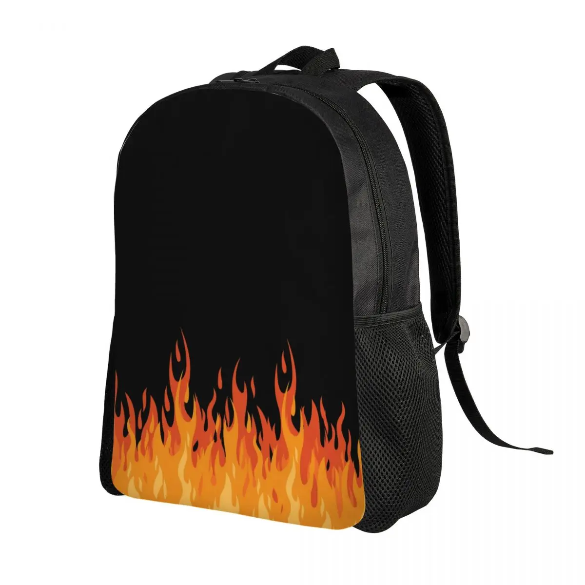 Custom Fire Orange Flames Travel Backpack Women Men School Computer Bookbag Vintage Burning Flame College Student Daypack Bags