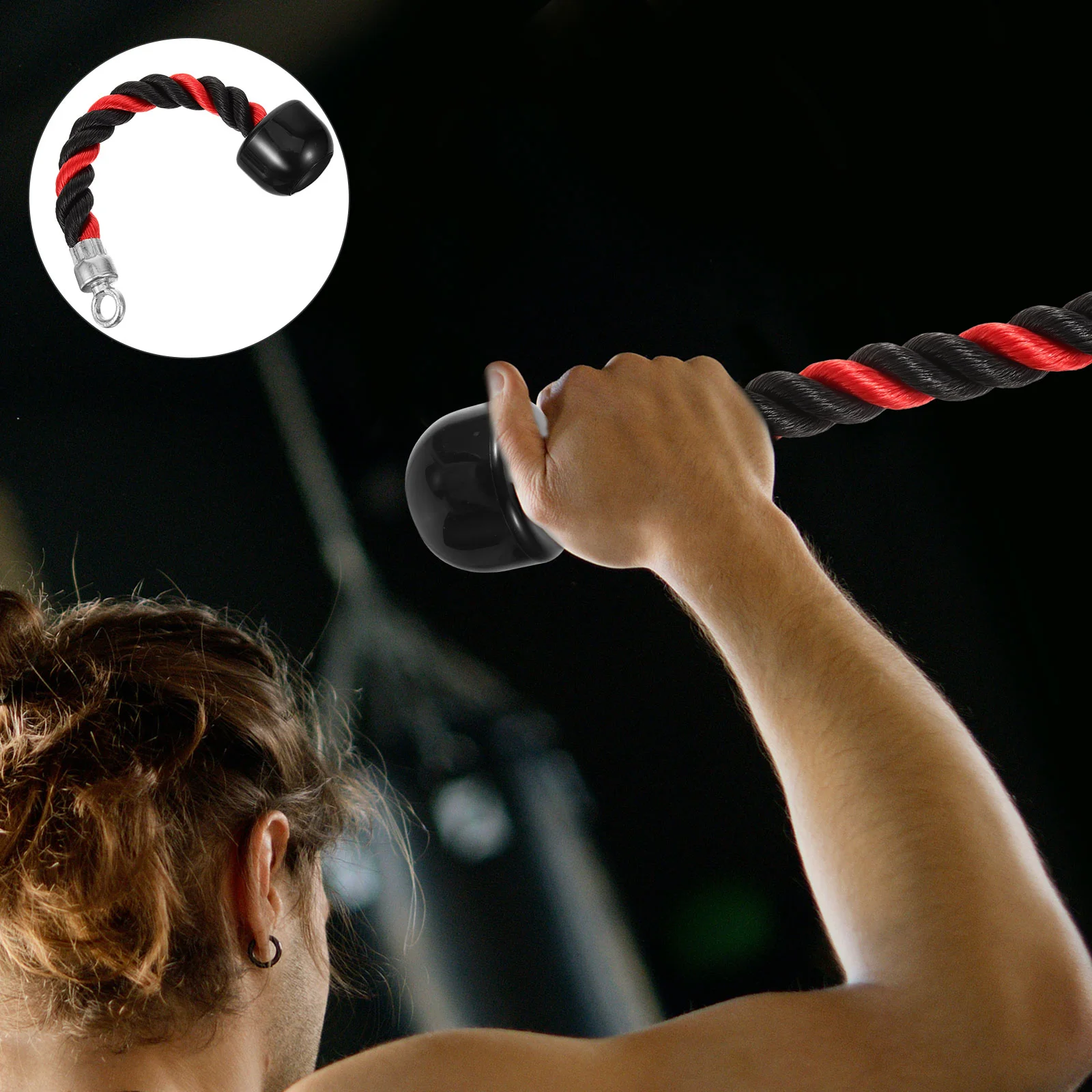 Single End Rope Dumbbell Tricep Training Gym Pull down Grip for Tool Attachment Heavy Duty Hand Drawn Fitness