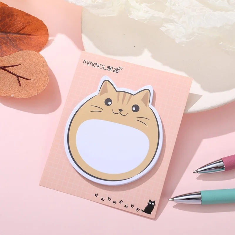 30 Sheets Kawaii Chubby Cat Sticky Notes Memo Pad Bookmarks Cute N Times Sticky Journal Planner Office Stationery Supply