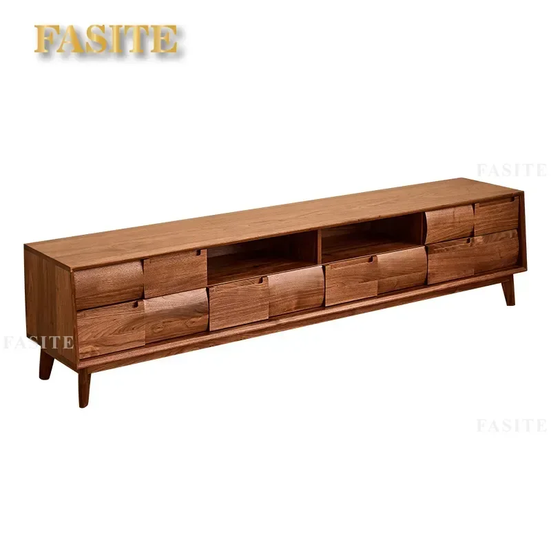 For North American Black Walnut TV Cabinet Solid Wood Log Simple Audio Visual Floor Stand Nordic Style Living Room Furniture