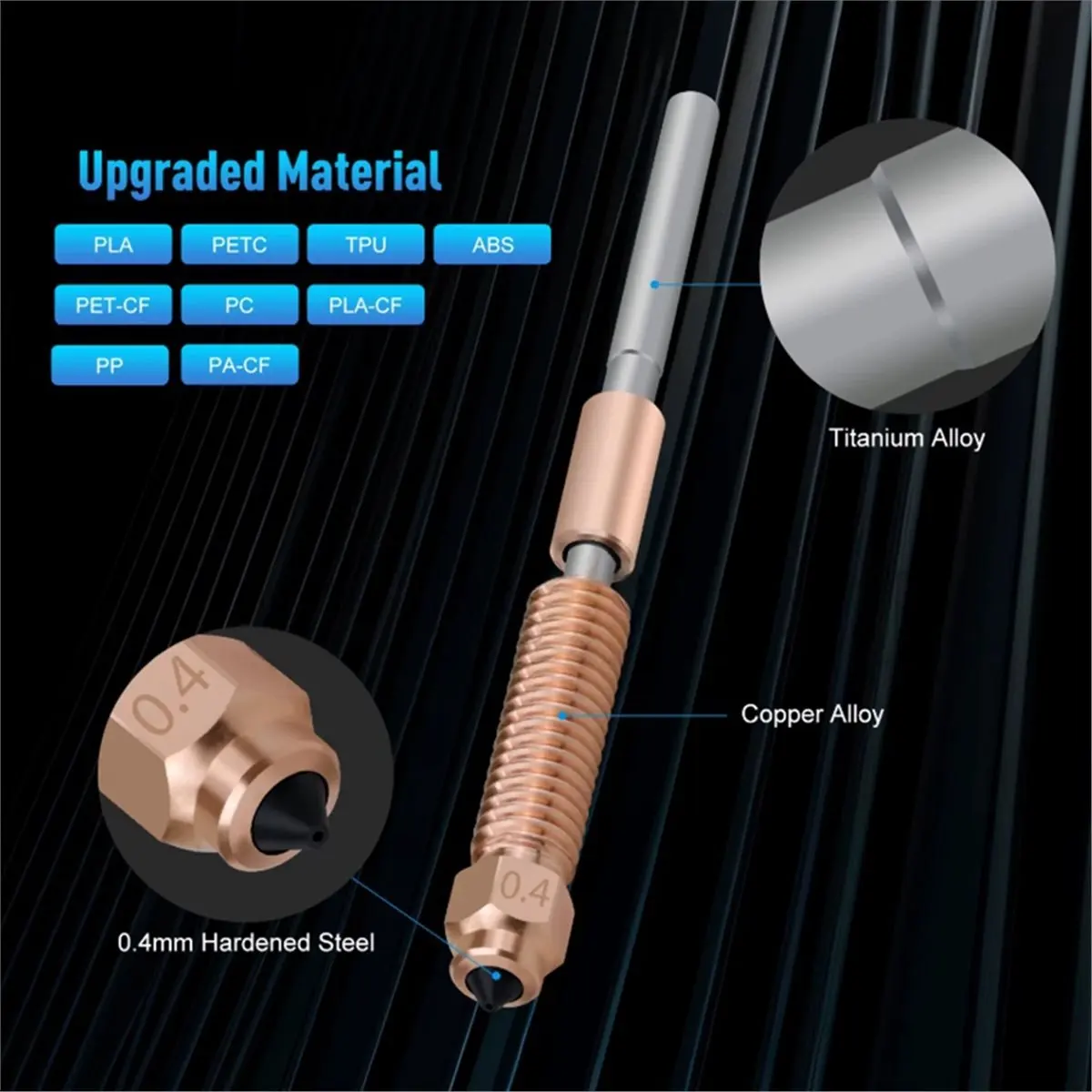 plplp For Creality K1C/K1MAX Hotend Thermistor Cartridge Sensor Hot End Ceramic Heating Block Kit 0.4mm Nozzle