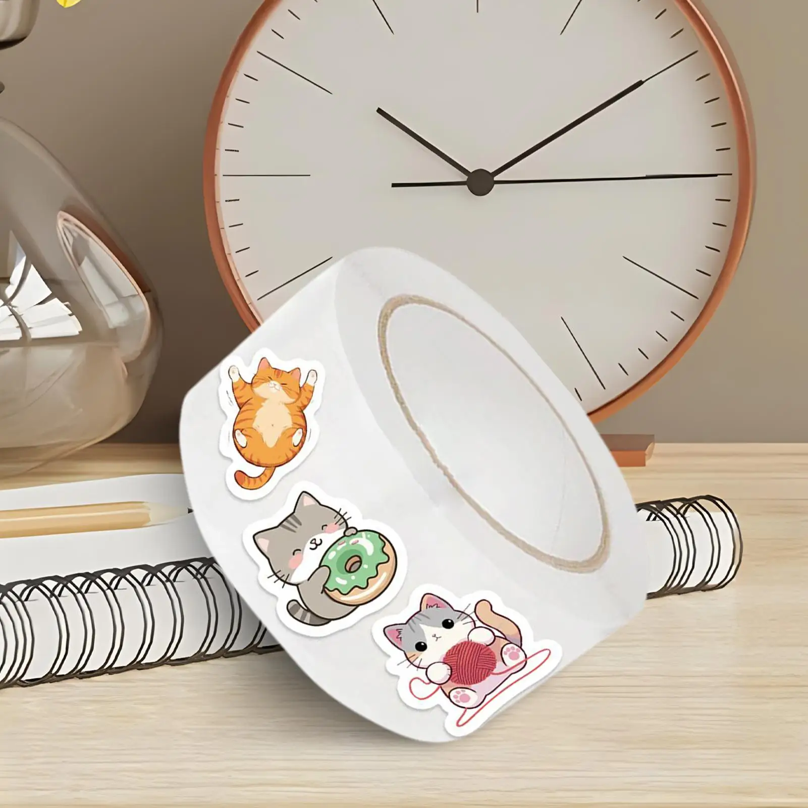 مضحك القط ملصقات 500 ورقة/لفة الشارات الديكور المغلف ختم الديكور للمدرسة حزب مكتب سجل القصاصات دفتر المحمول #4