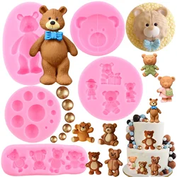 3D Bear Silicone Mold Pearl Fondant Molds Cake Decorating Tools Cupcake Topper Chocolate Gumpaste Mould Candy Clay Resin Mold