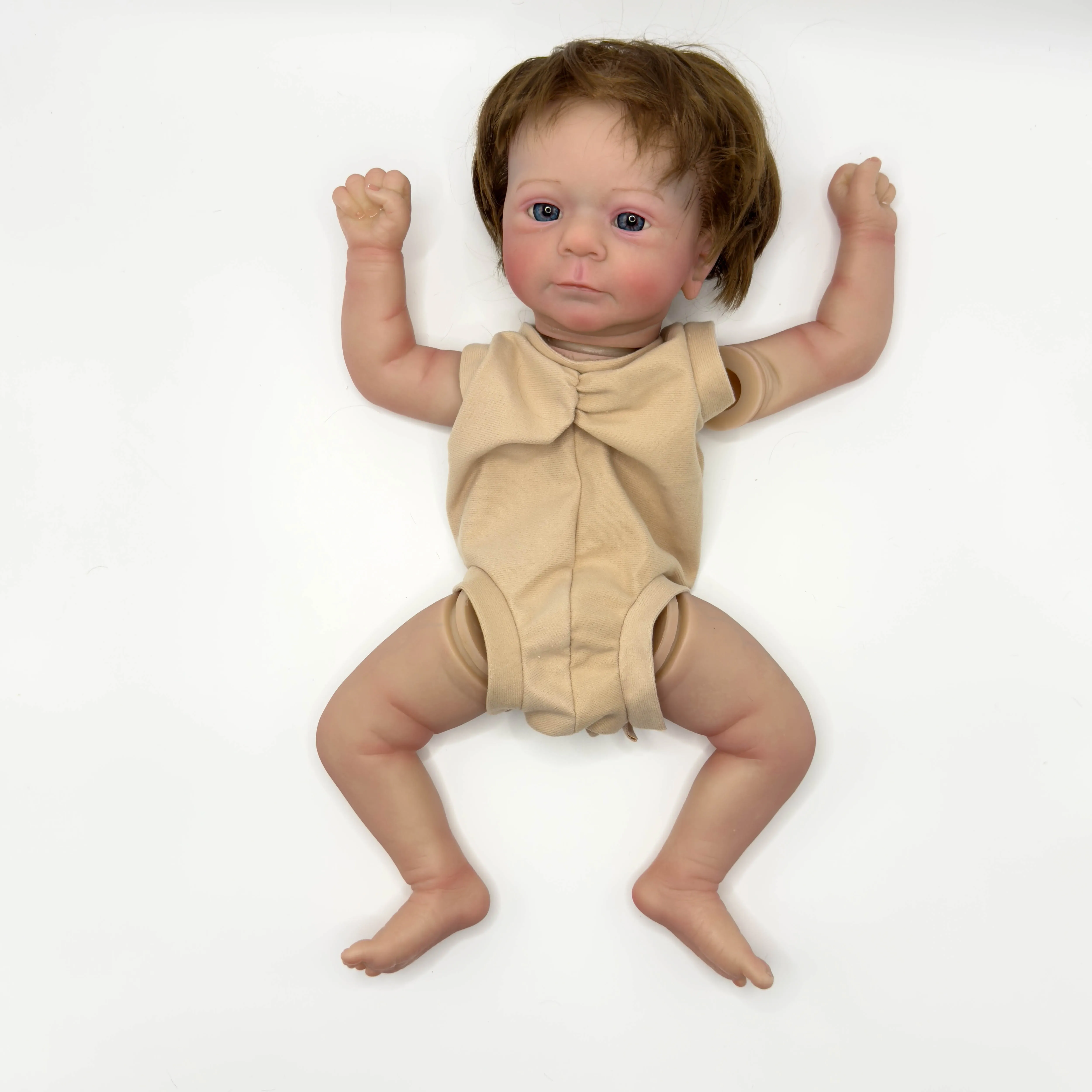 NPK 19inch Lifelike Reborn Doll Kit - Awake Baby Fecilia Already Painted Unfinished Doll Parts for DIY Baby Toy Creation