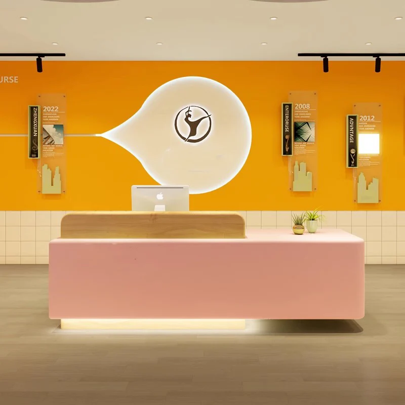 

Luxury Trendy Reception Desk Counter Decorations Modern Hair Salon Cashier Reception Desk Counter Aesthetic Commercial Furniture