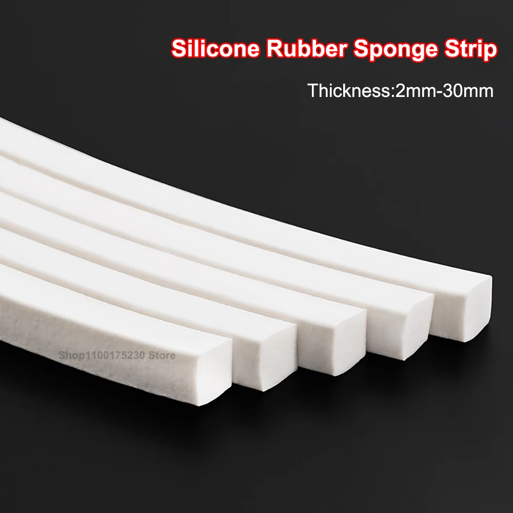 

Square Silicone Sponge Strip White Silicone Foamed Rubber Doors Windows Gasket Trim Seal Strip Thickness 2mm-30mm