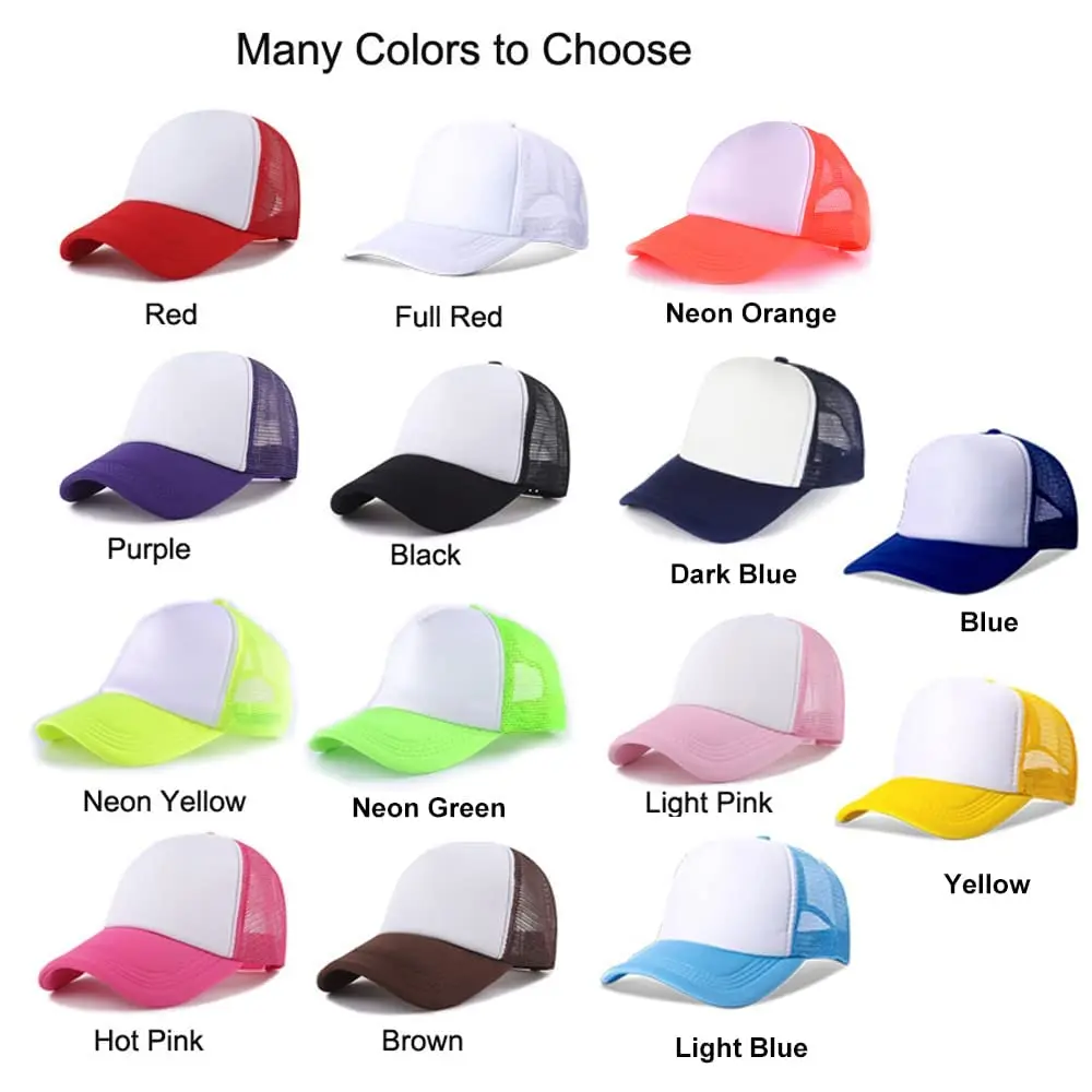 1Pcs Sublimation Blank Polyester Mesh Cap Mesh Trucker Summer Mesh Cap Blank Cap DIY Embroidery Sublimation Printing