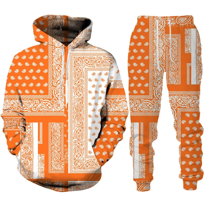 

Paisley Cashew Floral 3D Print Hoodies Pants Sets Men's Sweatshirts Sweatpants Outdoor Two Piece Suits Tracksuit Man Clothing