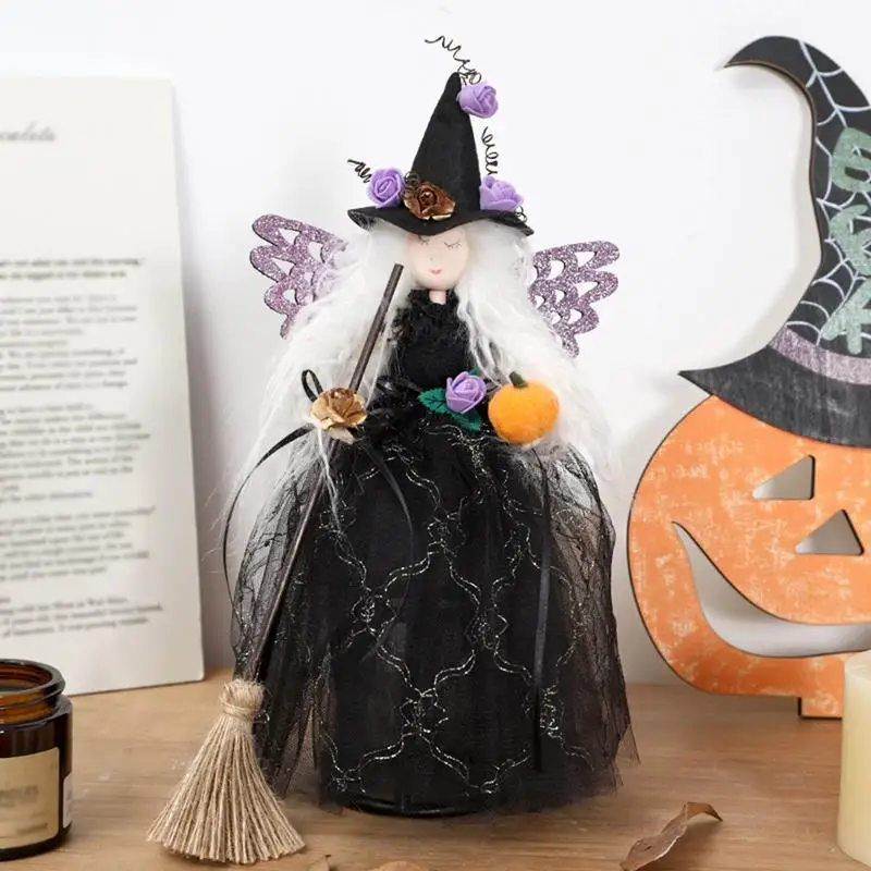 Halloween Tree Topper Black Witch Ornament Tree Topper Tree Decorations Halloween Witch Decor Tree Toppers Collectible Figurines