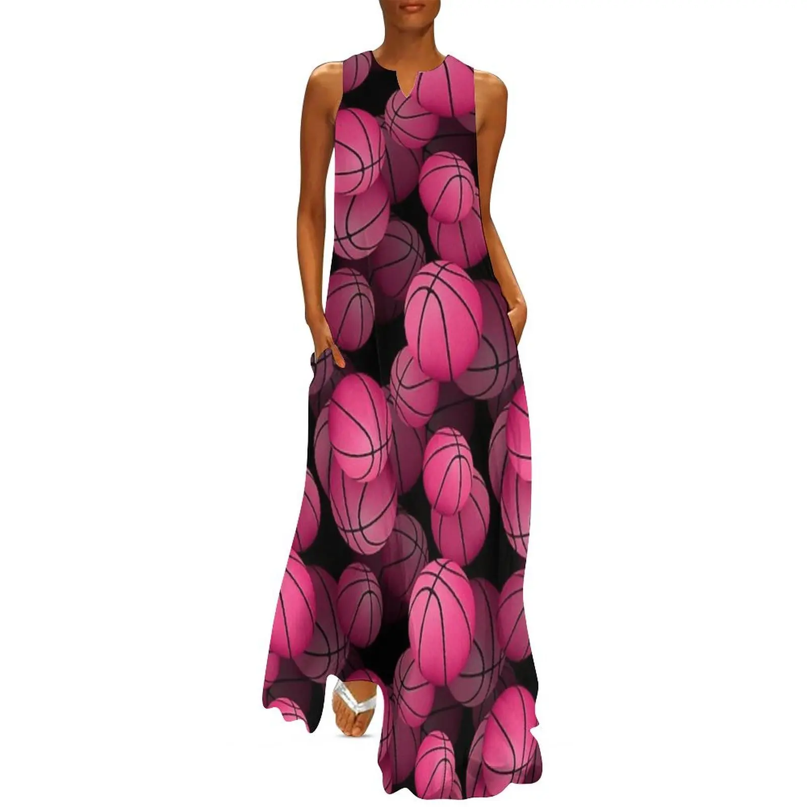 

Girly pink basketballs pattern Long Dress luxury dress dress for women 2025 Clothing female Party dresses