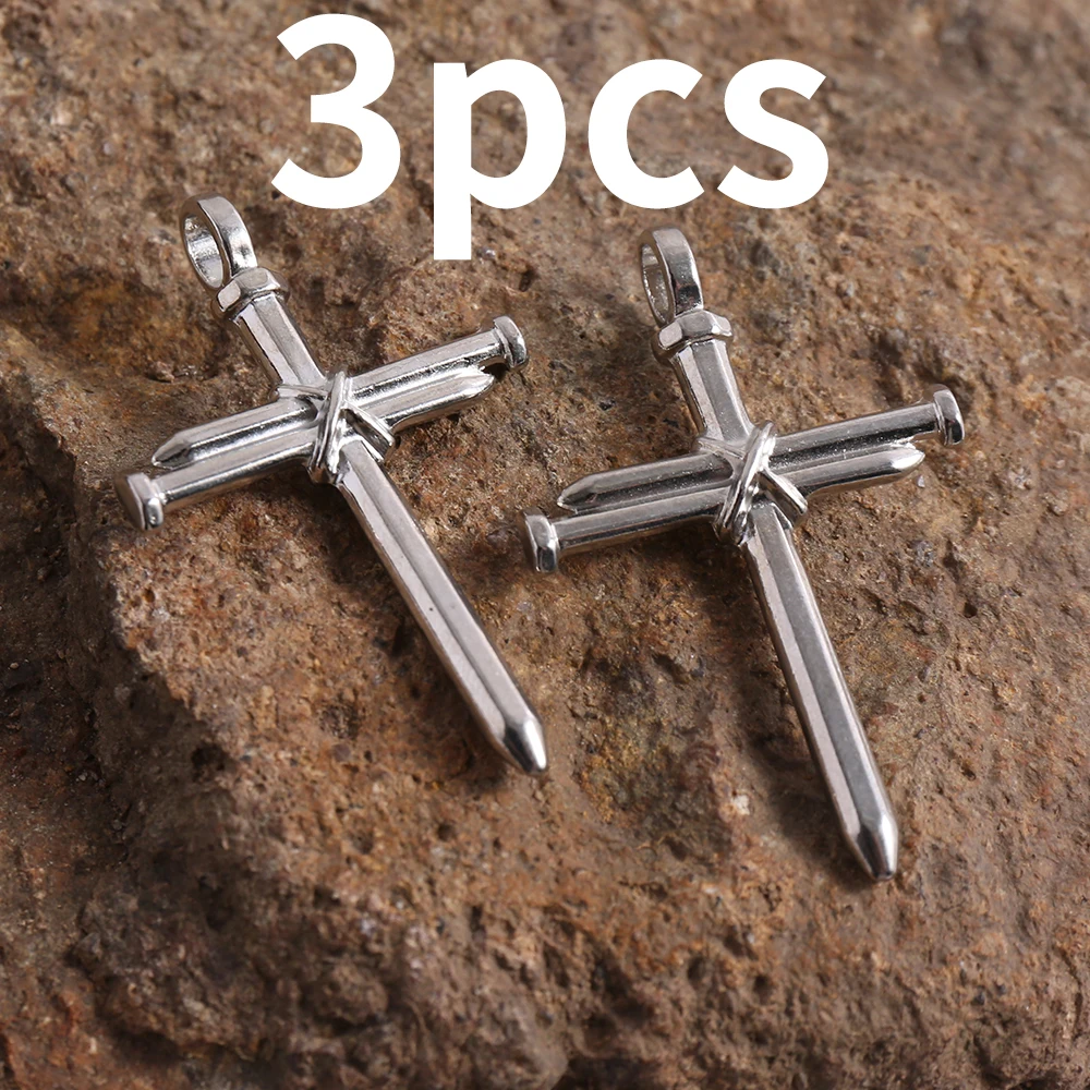 3-Piece Set of Niche Industrial-Style Handmade Accessories, Cross-Shaped Pendant Accessories, Suitable for DIY Bracelets, Necklaces, Earrings, and Pendants, Basic Materials for Niche DIY Jewelry
