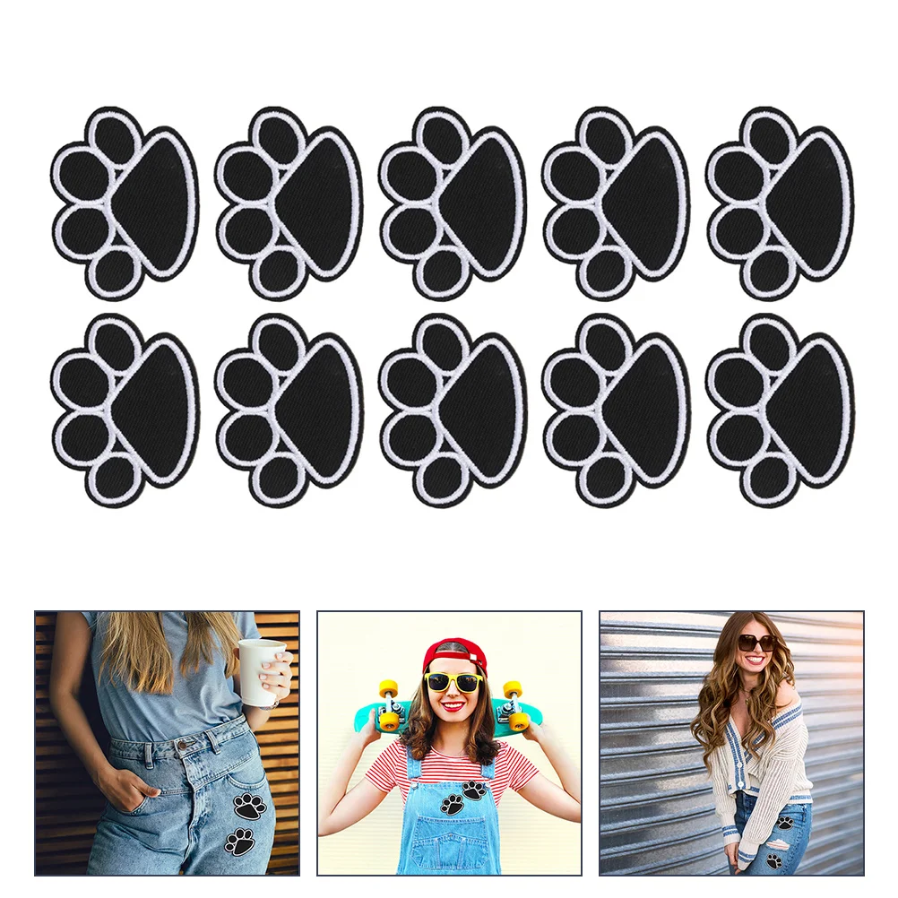 

10 Pcs Dog Paw Stickers Adorable Patch Clothes Embroidered Applique DIY Appliques Clothing