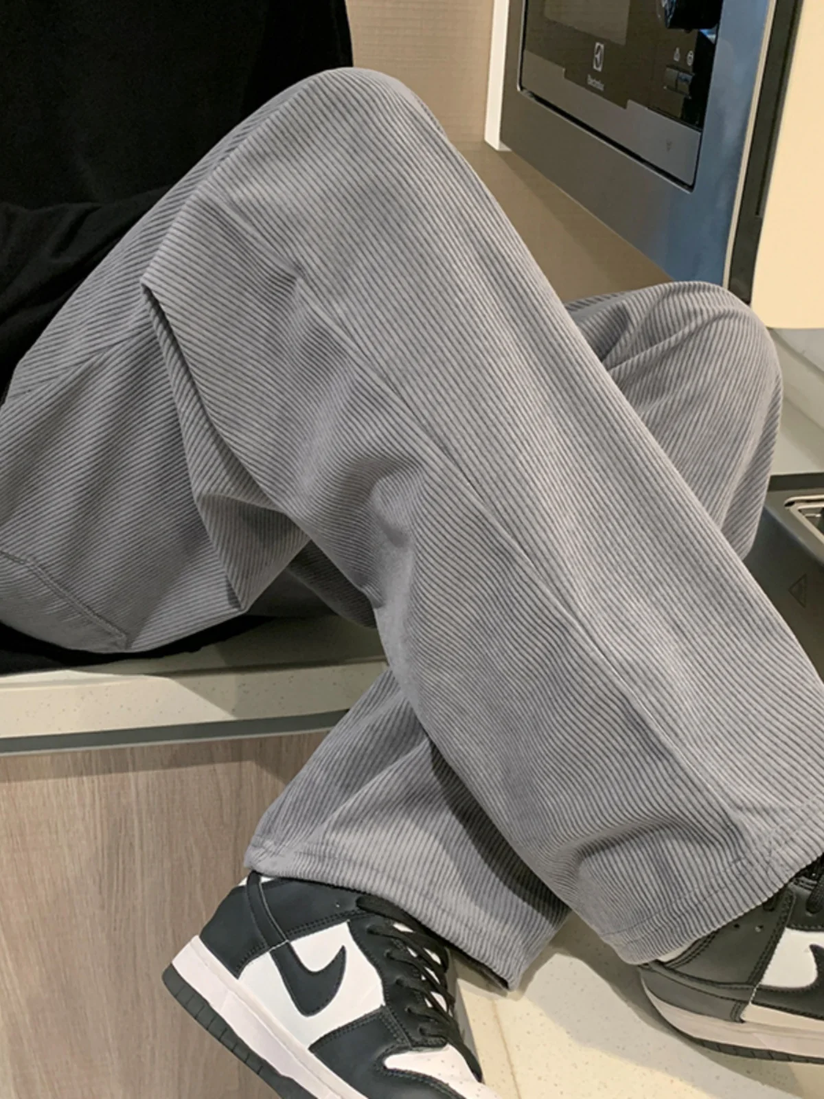 

Corduroy Pants Men's Straight Leg Nine Points Loose Casual Trendy Brand Japanese Korean Version Faionable All-Match Striped...