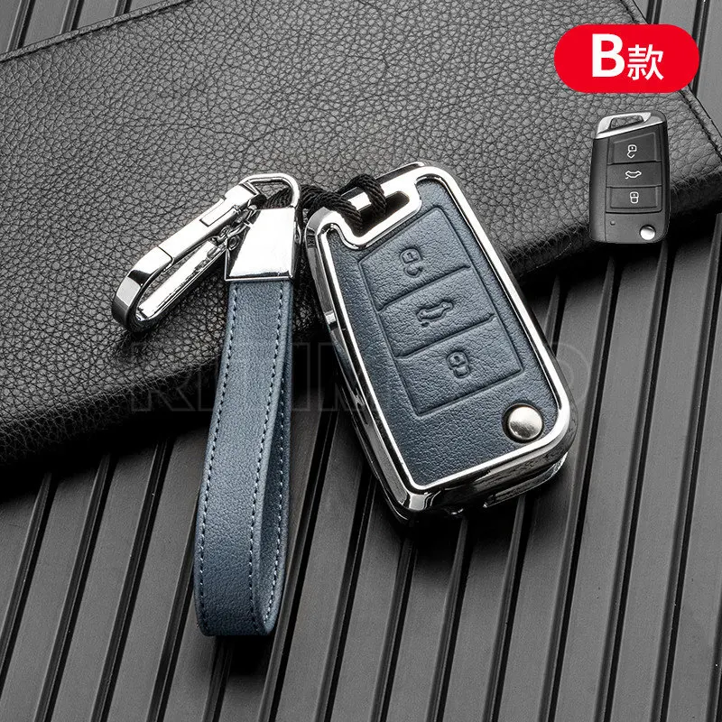 Carcasa de Metal para llave de coche, carcasa sin llave para VW Volkswagen Golf 7 MK7 Tiguan MK2, Seat Ateca Leon FR 2 Ibiza Skoda Octavia